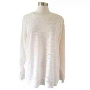 NWOT LUCKY BRAND Sweater, White Polyester Long Sleeve Knit Soft Cozy Boho, S